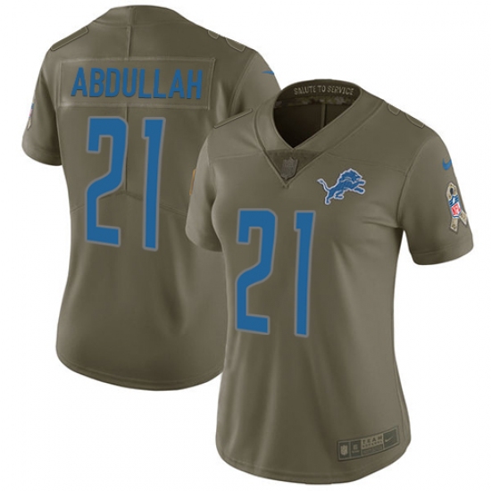 Women's Nike Detroit Lions #21 Ameer Abdullah Limited Olive 2017 Salute to Service NFL Jersey - Ujersey