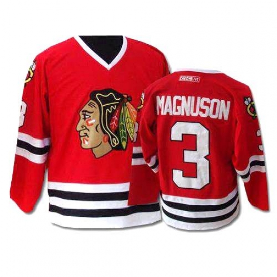 Men's CCM Chicago Blackhawks #3 Keith Magnuson Premier Red Throwback NHL Jersey - Ujersey