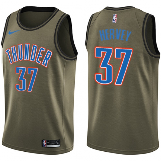 Men's Nike Oklahoma City Thunder #37 Kevin Hervey Swingman Green Salute to Service NBA Jersey - Ujersey