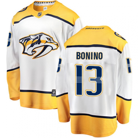 Men's Nashville Predators #13 Nick Bonino Fanatics Branded White Away Breakaway NHL Jersey - Ujersey