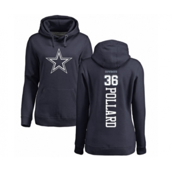 Football Women's Dallas Cowboys #36 Tony Pollard Navy Blue Backer Pullover Hoodie