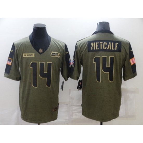 Men's Seattle Seahawks #14 D.K. Metcalf Nike Olive 2021 Salute To Service Limited Player Jersey - Ujersey