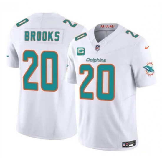 Men's Miami Dolphins #20 Jordyn Brooks White 2025 F.U.S.E. With 1-Star C Vapor Limited Football Stitched Jersey - Ujersey