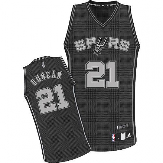 Men's Adidas San Antonio Spurs #21 Tim Duncan Authentic Black Rhythm Fashion NBA Jersey - Ujersey