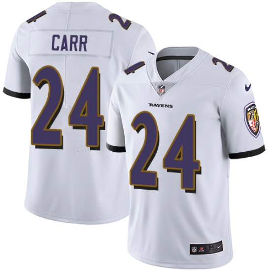 Men's Nike Baltimore Ravens #24 Brandon Carr White Vapor Untouchable Limited Player NFL Jersey - Ujersey