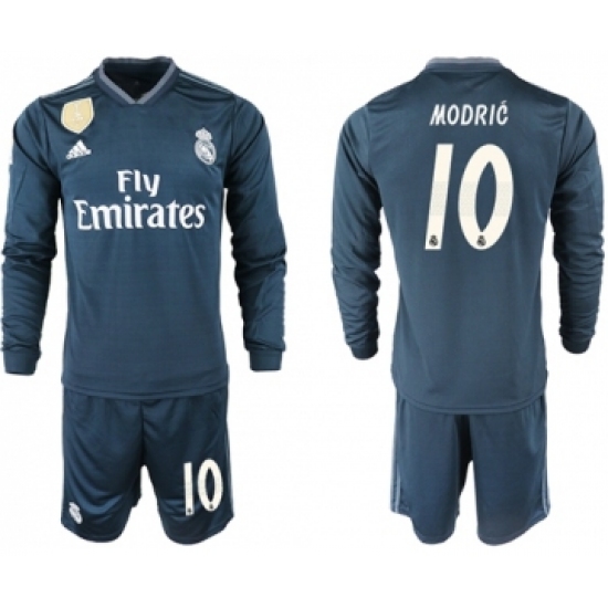 Real Madrid #10 Modric Away Long Sleeves Soccer Club Jersey