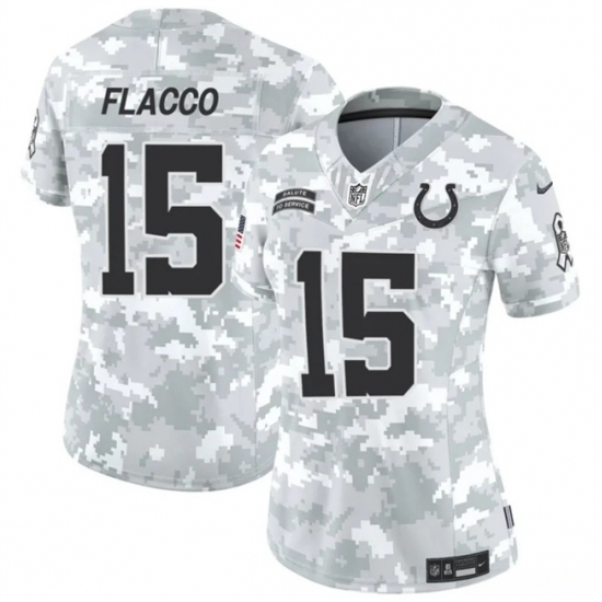 Women's Indianapolis Colts #15 Joe Flacco 2024 F.U.S.E Arctic Camo Salute To Service Limited Stitched Jersey(Run Small) - Ujersey