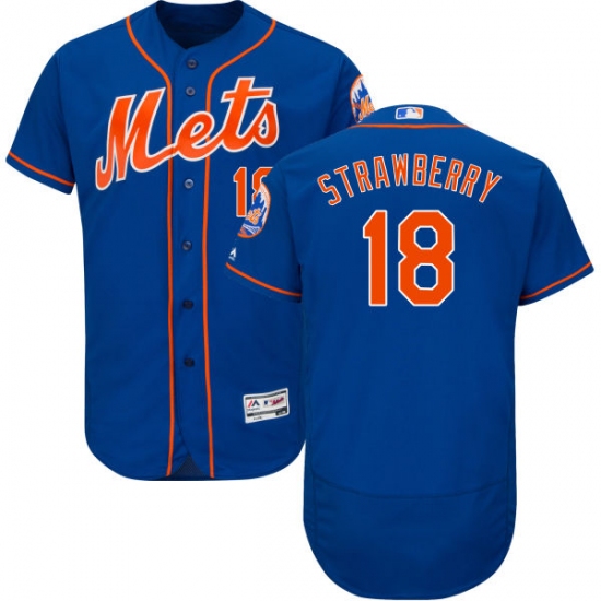 Men's Majestic New York Mets #18 Darryl Strawberry Royal Blue Alternate Flex Base Authentic Collection MLB Jersey