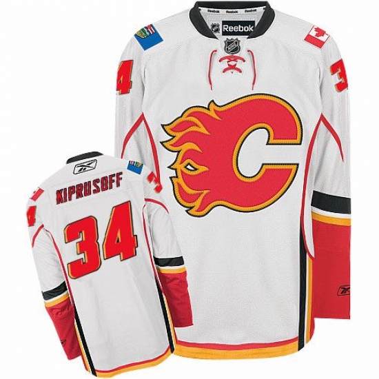 Youth Reebok Calgary Flames #34 Miikka Kiprusoff Authentic White Away NHL Jersey - Ujersey