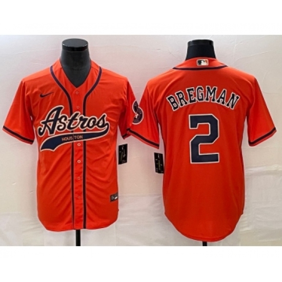 Men's Houston Astros #2 Alex Bregman Orange Cool Base Stitched Baseball Jersey - Ujersey