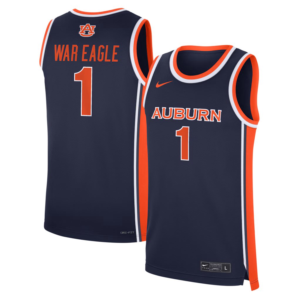 Men's Nike Navy Auburn Tigers #1 Road War Eagle Replica Basketball Jersey
