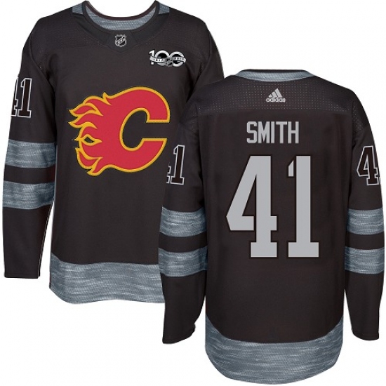 Men's Adidas Calgary Flames #41 Mike Smith Authentic Black 1917-2017 100th Anniversary NHL Jersey - Ujersey