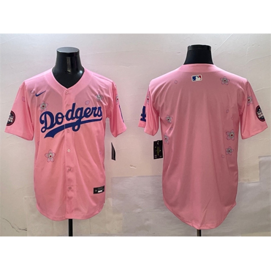 Men's Los Angeles Dodgers Blank Pink 2025 Tokyo Series Limited Stitched Baseball Jersey - Ujersey
