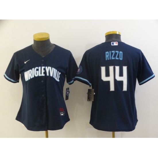 Women's Nike Chicago Cubs #44 Anthony Rizzo Navy City Royal Alternate Stitched Baseball Jersey - Ujersey