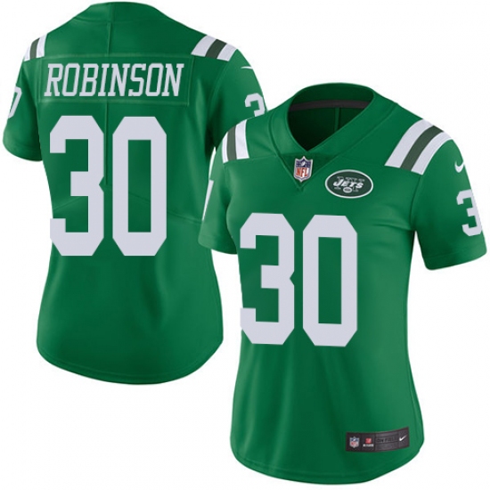 Women Nike New York Jets #30 Rashard Robinson Limited Green Rush Vapor Untouchable NFL Jersey - Ujersey