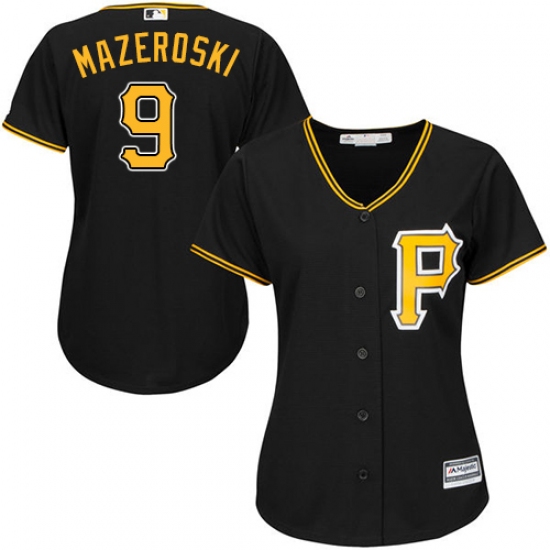 Women's Majestic Pittsburgh Pirates #9 Bill Mazeroski Replica Black Alternate Cool Base MLB Jersey - Ujersey