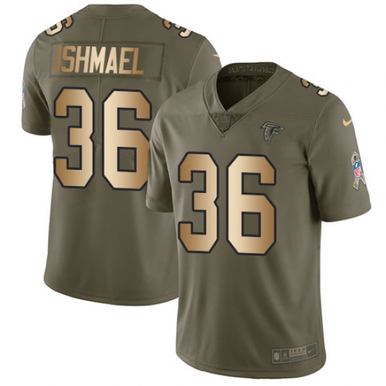 Men's Nike Atlanta Falcons #36 Kemal Ishmael Limited Olive/Gold 2017 Salute to Service NFL Jersey - Ujersey