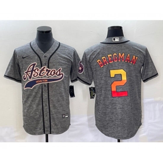 Men's Houston Astros #2 Alex Bregman Grey Gridiron Cool Base Stitched Baseball Jersey - Ujersey
