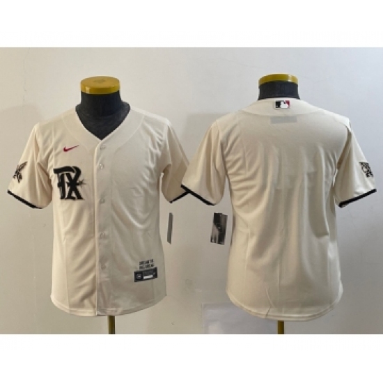 Youth Texas Rangers Blank Cream 2023 City Connect Stitched Baseball Jersey - Ujersey