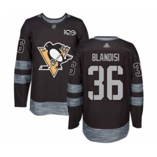 Men's Pittsburgh Penguins #36 Joseph Blandisi Authentic Black 1917-2017 100th Anniversary Hockey Jersey - Ujersey