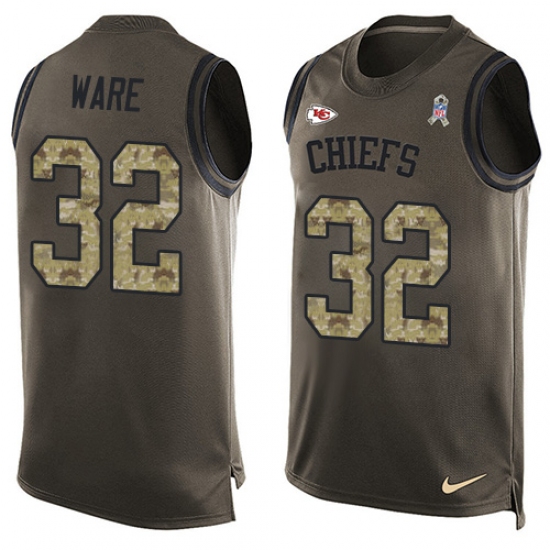 Men's Nike Kansas City Chiefs #32 Spencer Ware Limited Green Salute to Service Tank Top NFL Jersey - Ujersey