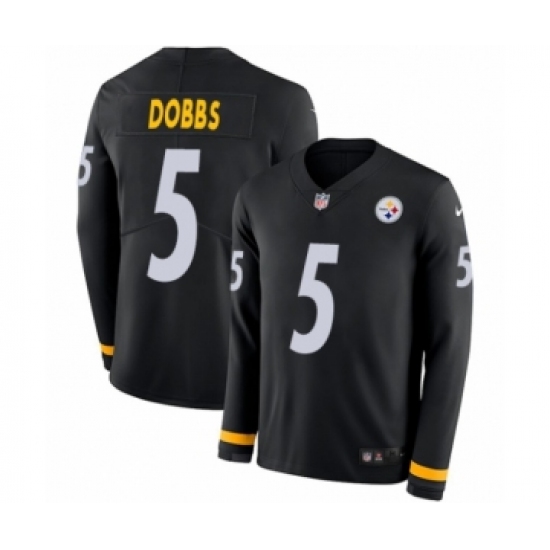 Youth Nike Pittsburgh Steelers #5 Joshua Dobbs Limited Black Therma Long Sleeve NFL Jersey - Ujersey