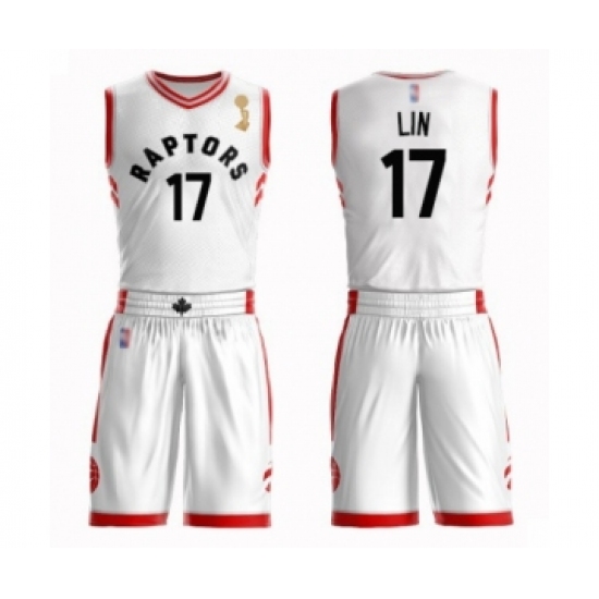 Women's Toronto Raptors #17 Jeremy Lin Swingman White 2019 Basketball Finals Champions Suit Jersey - Association Edition - Ujersey