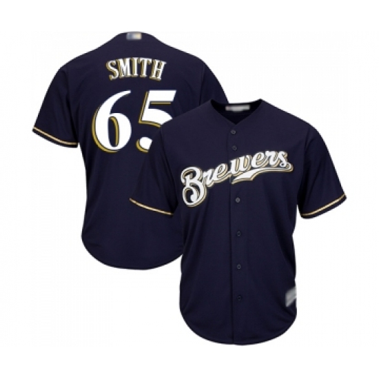 Men's Milwaukee Brewers #65 Burch Smith Replica Navy Blue Alternate Cool Base Baseball Jersey - Ujersey