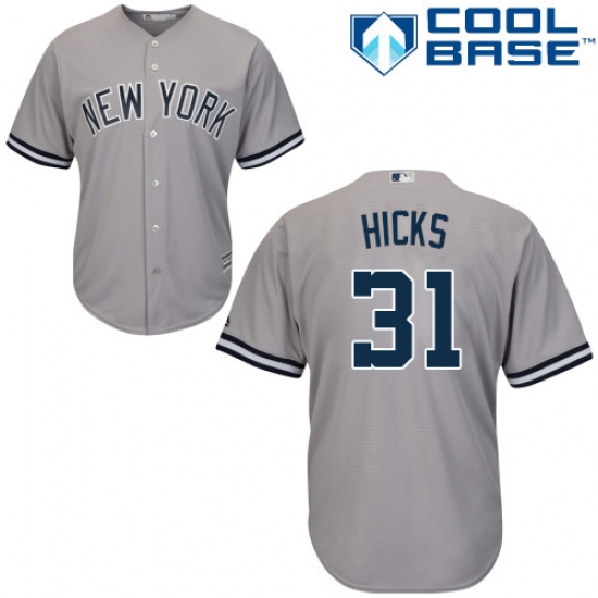 Men's Majestic New York Yankees #31 Aaron Hicks Replica Grey Road MLB Jersey - Ujersey