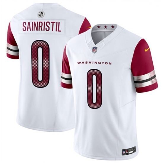Men's Washington Commanders #0 Mike Sainristill White 2025 F.U.S.E. Vapor Limited Football Stitched Jersey - Ujersey