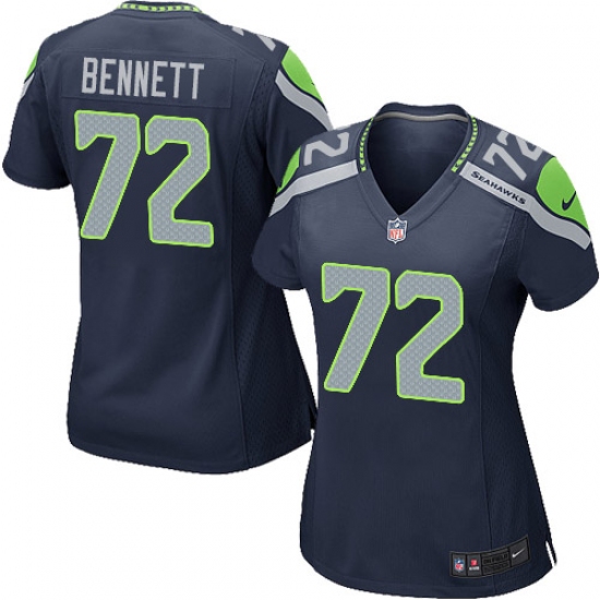 Women's Nike Seattle Seahawks #72 Michael Bennett Game Steel Blue Team Color NFL Jersey - Ujersey