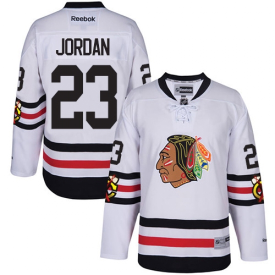 Men's Reebok Chicago Blackhawks #23 Michael Jordan Premier White 2017 Winter Classic NHL Jersey