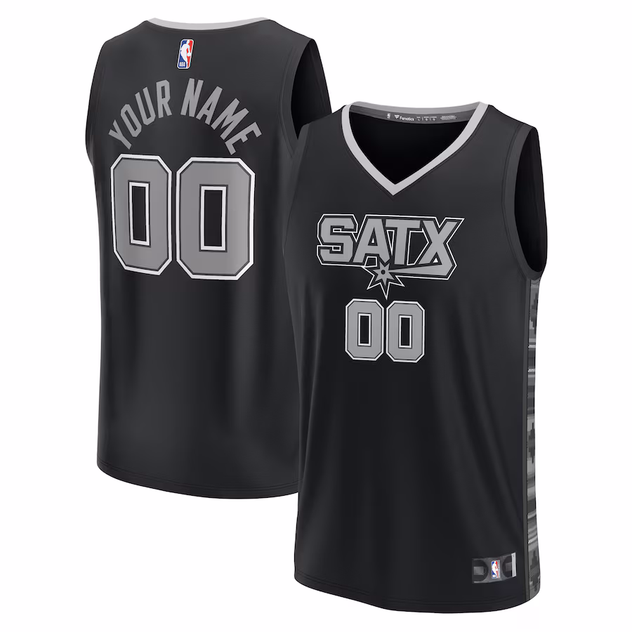 Youth San Antonio Spurs  Fanatics Black Fast Break Replica Custom Jersey - Statement Edition - Ujersey NHL