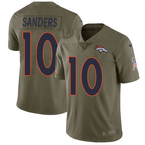 Youth Nike Denver Broncos #10 Emmanuel Sanders Limited Olive 2017 Salute to Service NFL Jersey - Ujersey
