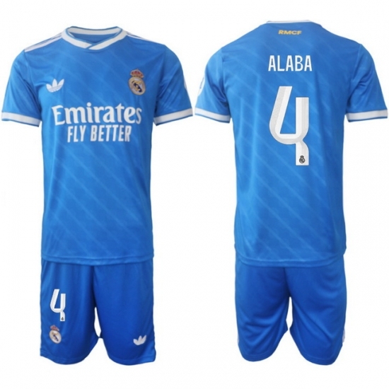 Men Real Madrid 2026 Soccer Jerseys Blue #4 ALABA