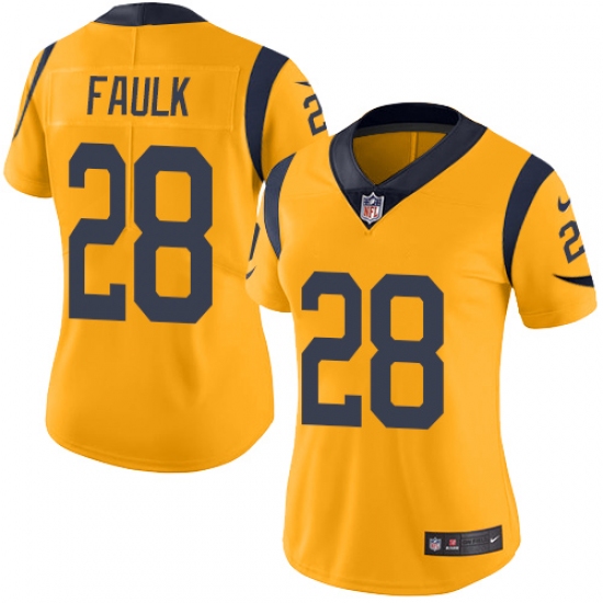 Women's Nike Los Angeles Rams #28 Marshall Faulk Limited Gold Rush Vapor Untouchable NFL Jersey - Ujersey