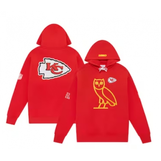 Men's Kansas City Chiefs OVO x NFL Red OG Owl Pullover Hoodie - Ujersey