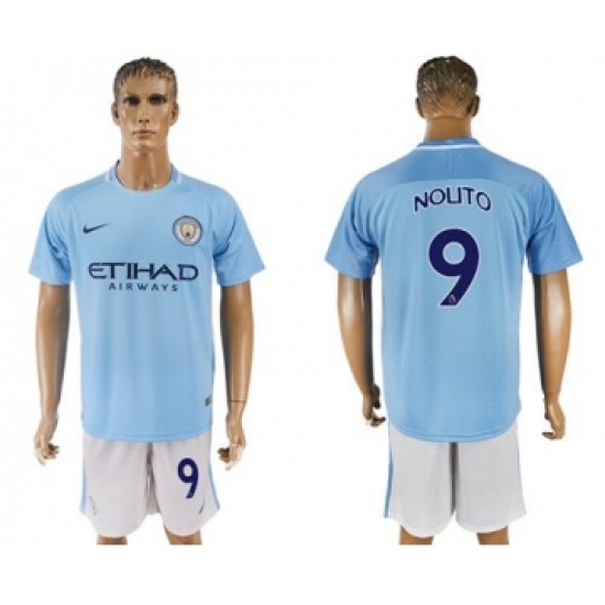 Manchester City #9 Nouto Home Soccer Club Jersey