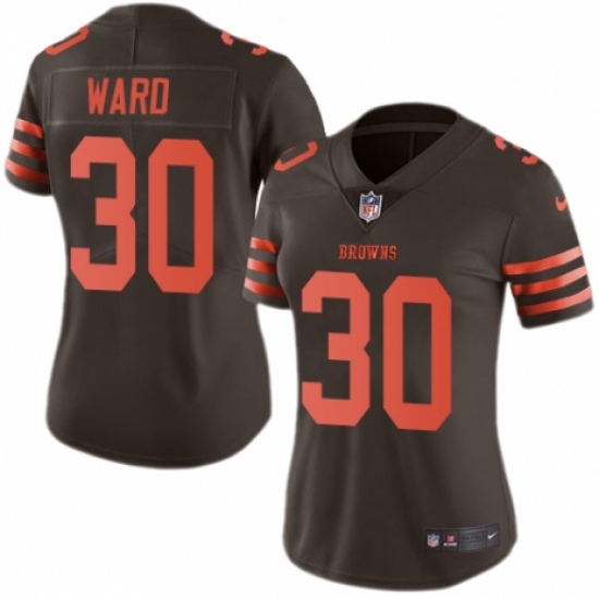 Women's Nike Cleveland Browns #30 Denzel Ward Limited Brown Rush Vapor Untouchable NFL Jersey - Ujersey