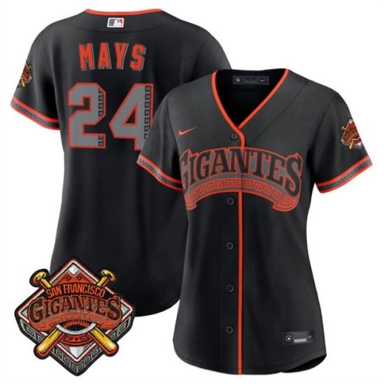 Women's San Francisco Giants #24 Willie Mays Black 2026 Alternate Stadium Stitched Baseball Jersey(Run Small) - Ujersey