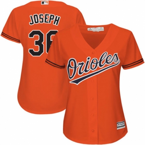 Women's Majestic Baltimore Orioles #36 Caleb Joseph Replica Orange Alternate Cool Base MLB Jersey - Ujersey