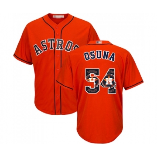 Men's Houston Astros #54 Roberto Osuna Authentic Orange Team Logo Fashion Cool Base Baseball Jersey - Ujersey