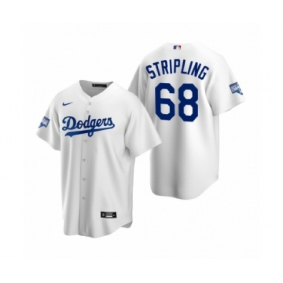 Men's Los Angeles Dodgers #68 Ross Stripling White 2020 World Series Champions Replica Jersey - Ujersey