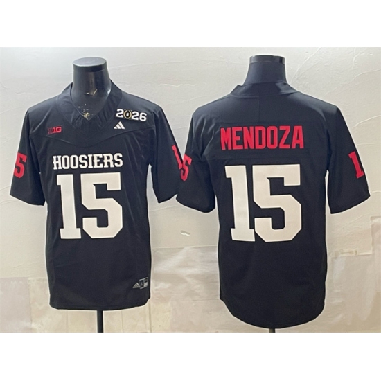 Men's Indiana Hoosiers #15 Fernando Mendoza Black F.U.S.E. 2026 Patch Stitched Basketball Jersey - Ujersey