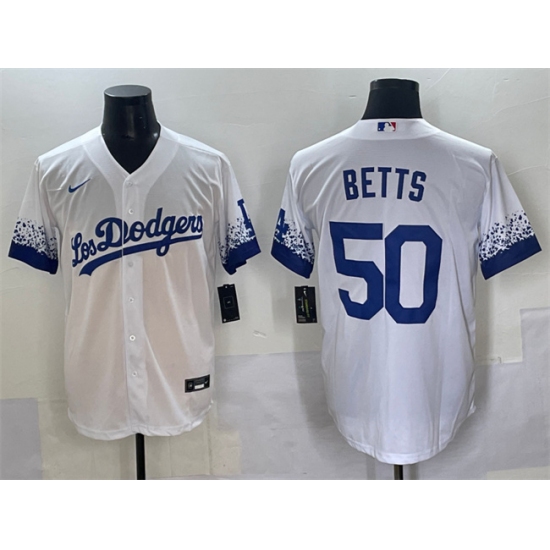 Men's Los Angeles Dodgers #50 Mookie Betts White City Connect Cool Base Stitched Jersey - Ujersey