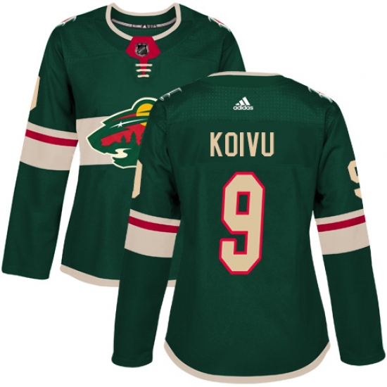 Women's Adidas Minnesota Wild #9 Mikko Koivu Authentic Green Home NHL Jersey - Ujersey
