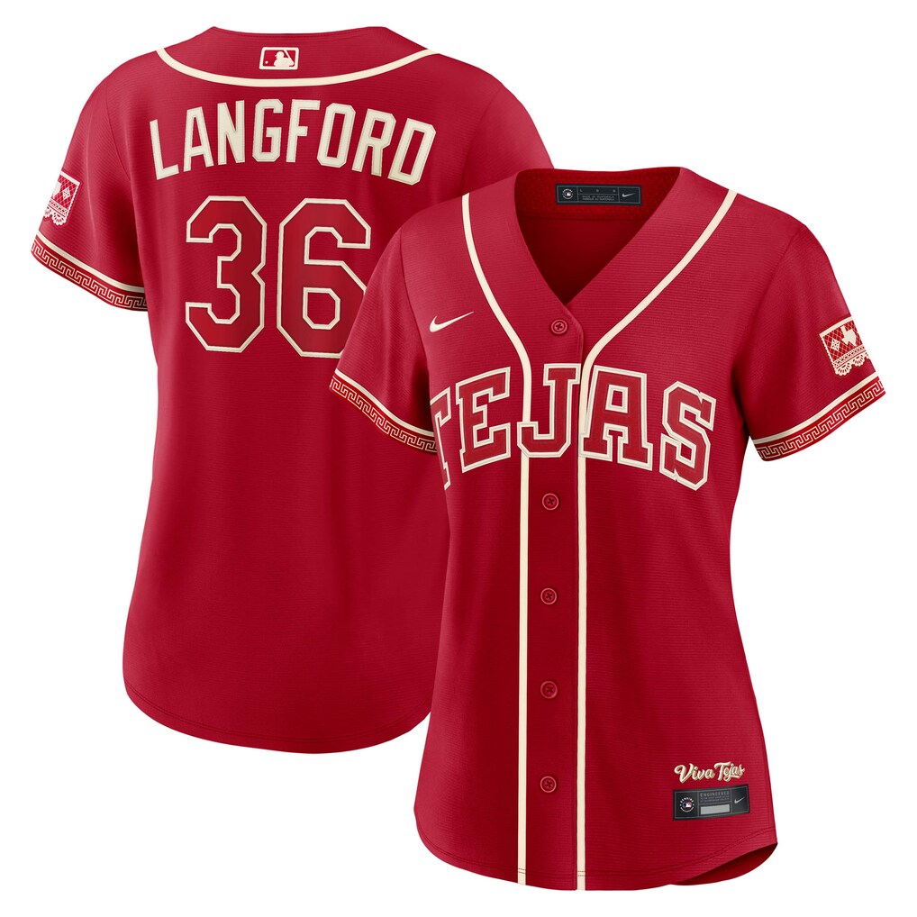 Women's Texas Rangers Wyatt Langford Nike Red 2026 City Connect Stadium Jersey - U-jersey
