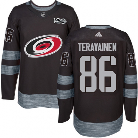 Men's Adidas Carolina Hurricanes #86 Teuvo Teravainen Premier Black 1917-2017 100th Anniversary NHL Jersey - Ujersey