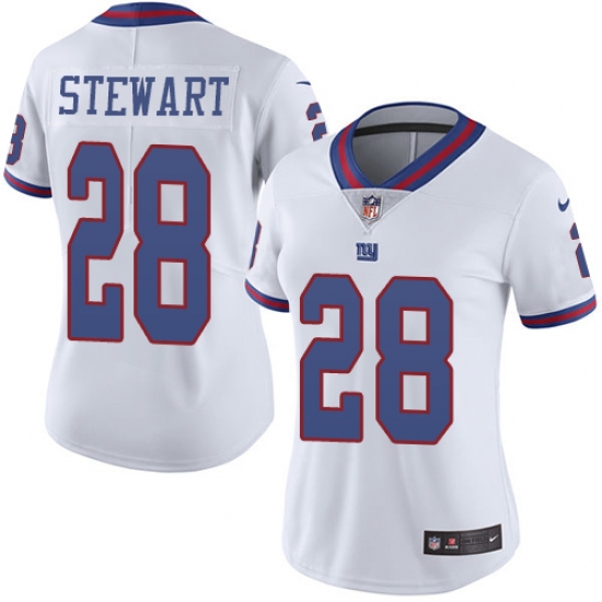 Women's Nike New York Giants #28 Jonathan Stewart Limited White Rush Vapor Untouchable NFL Jersey - Ujersey