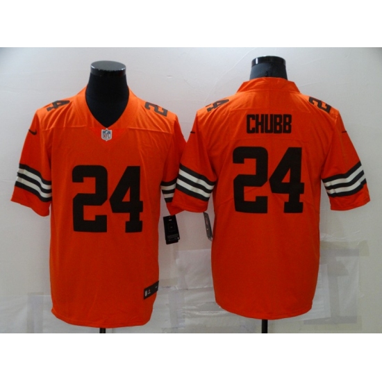 Men's Cleveland Browns #24 Nick Chubb Orange Player Limited Jersey - Ujersey